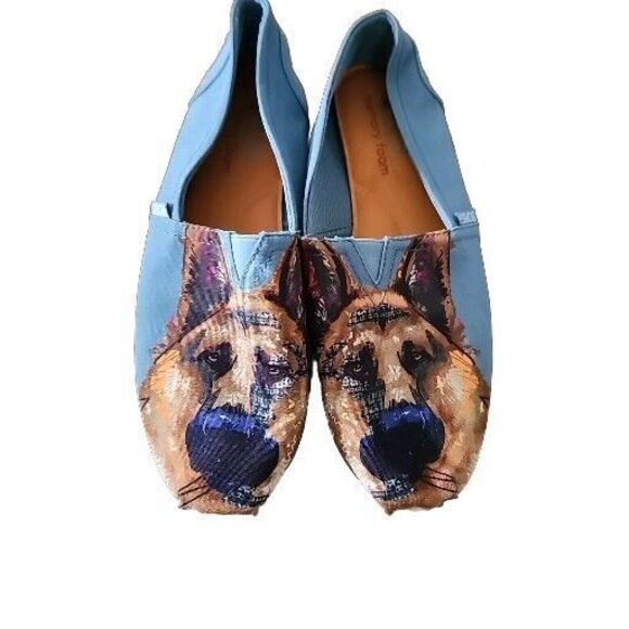 Shoes - Skechers Bob's Dogs German Shepherd Dog Women's Shoes Size 9.5 Slip Ons Blue